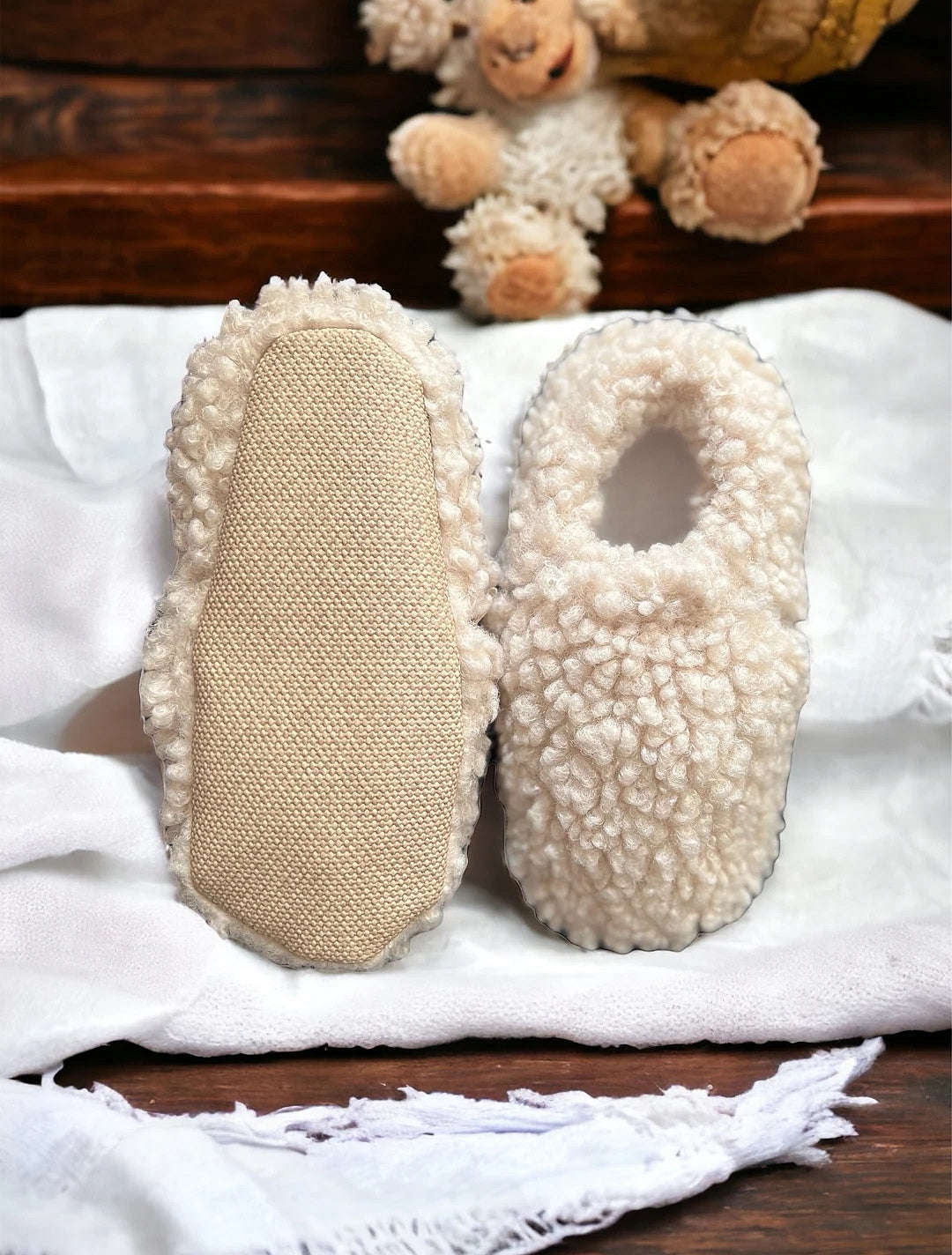 White Teddy - Barfußschuhe Babys und Kinder Cotton Moon