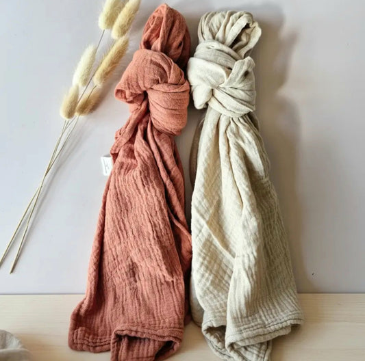 Musselintücher 2er-Set - Beige & Rust