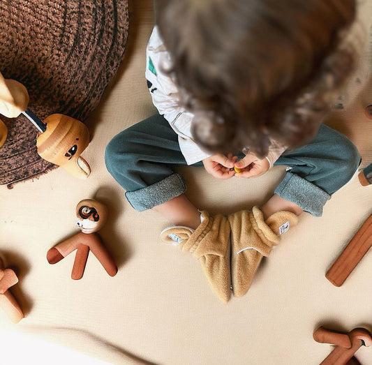 Baby Booties Fleece Caramel Cotton Moon