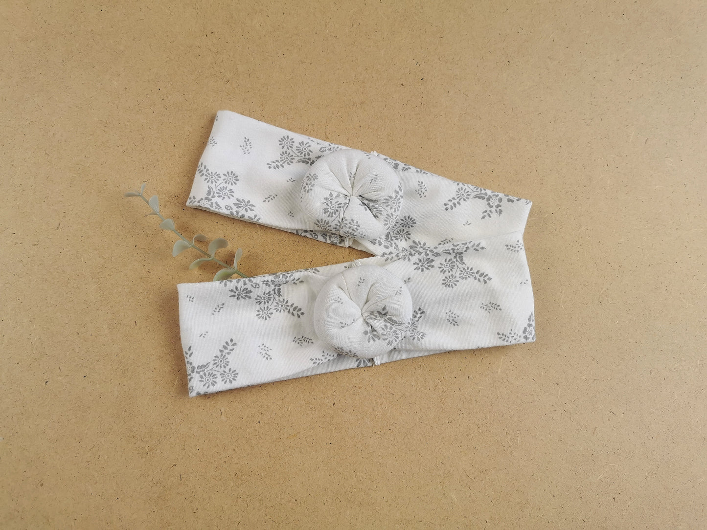 Stirnband Donut Grey Flowers Cotton Moon