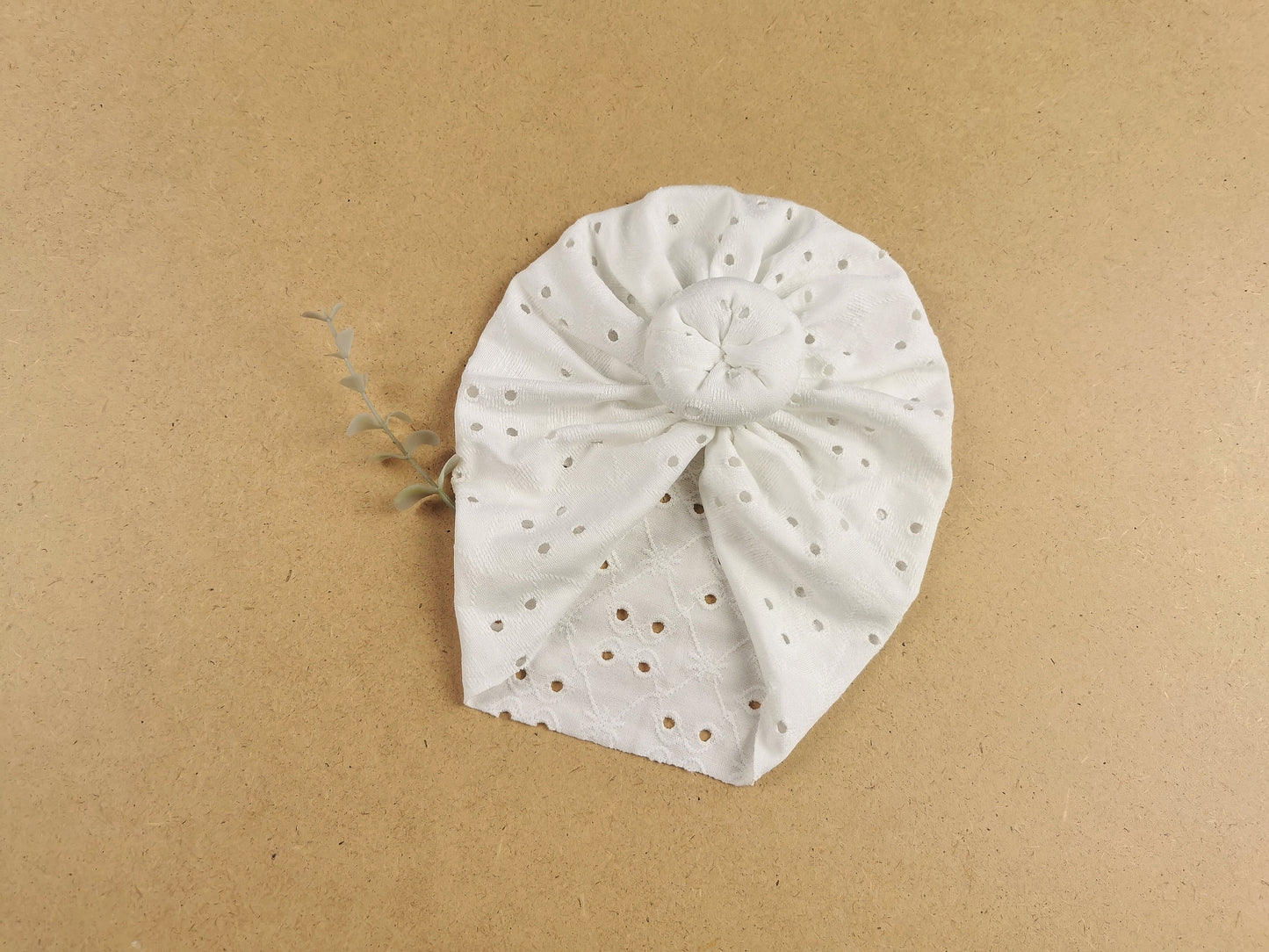 Turbanmütze Lochstick Weiß Cotton Moon