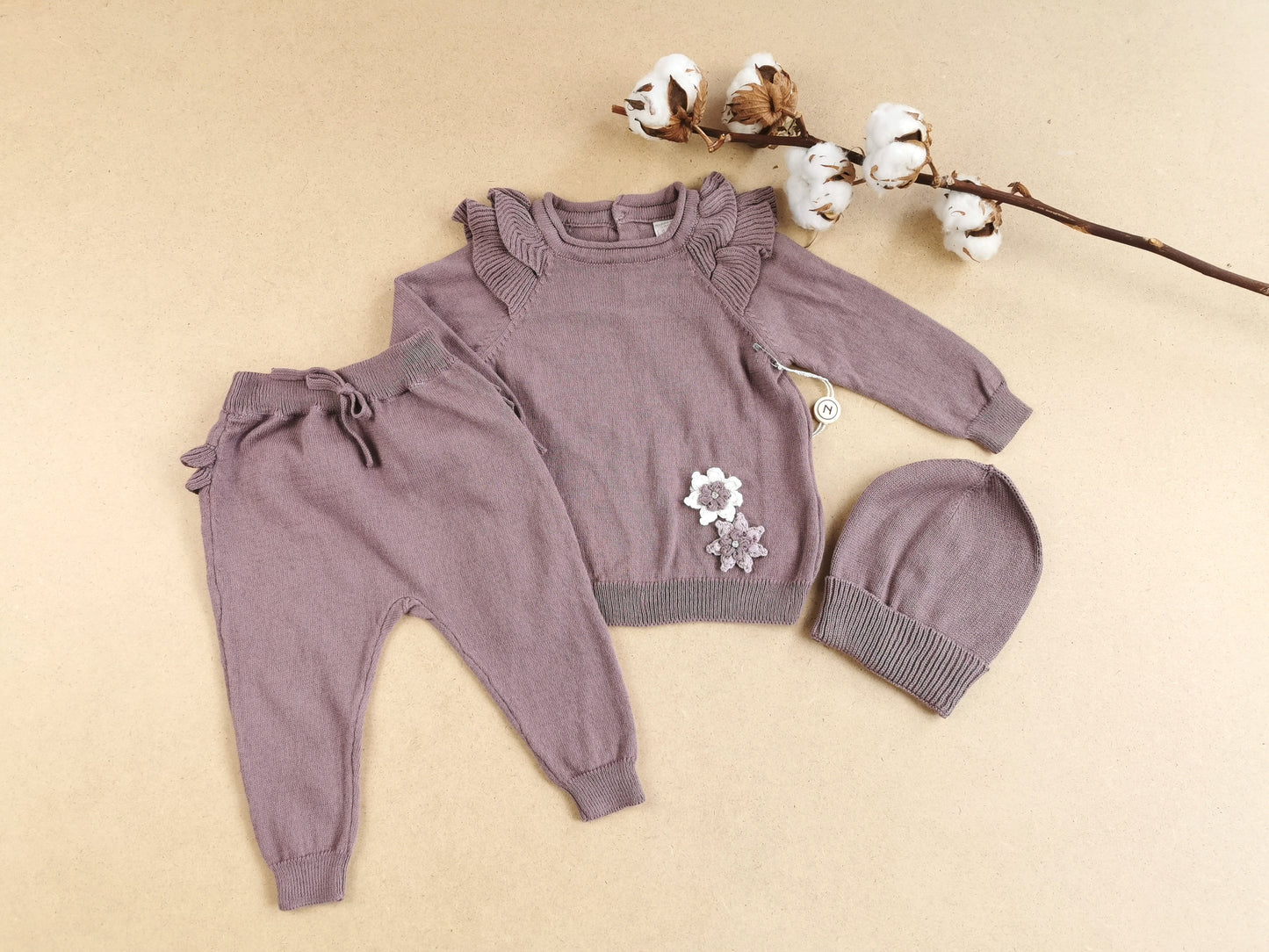 Dreiteiliges Strickset Blumen Nipperland