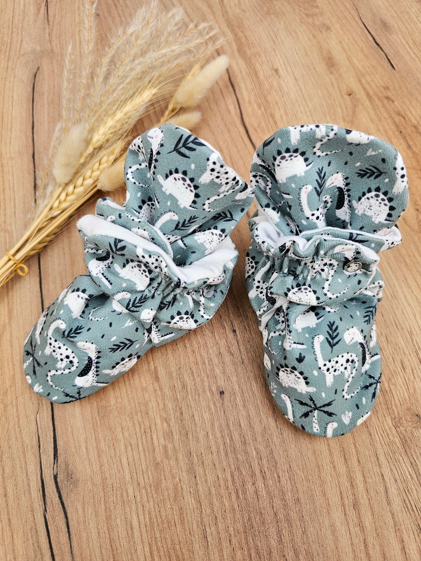 Baby Booties Green Dino