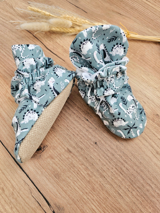 Baby Booties Green Dino