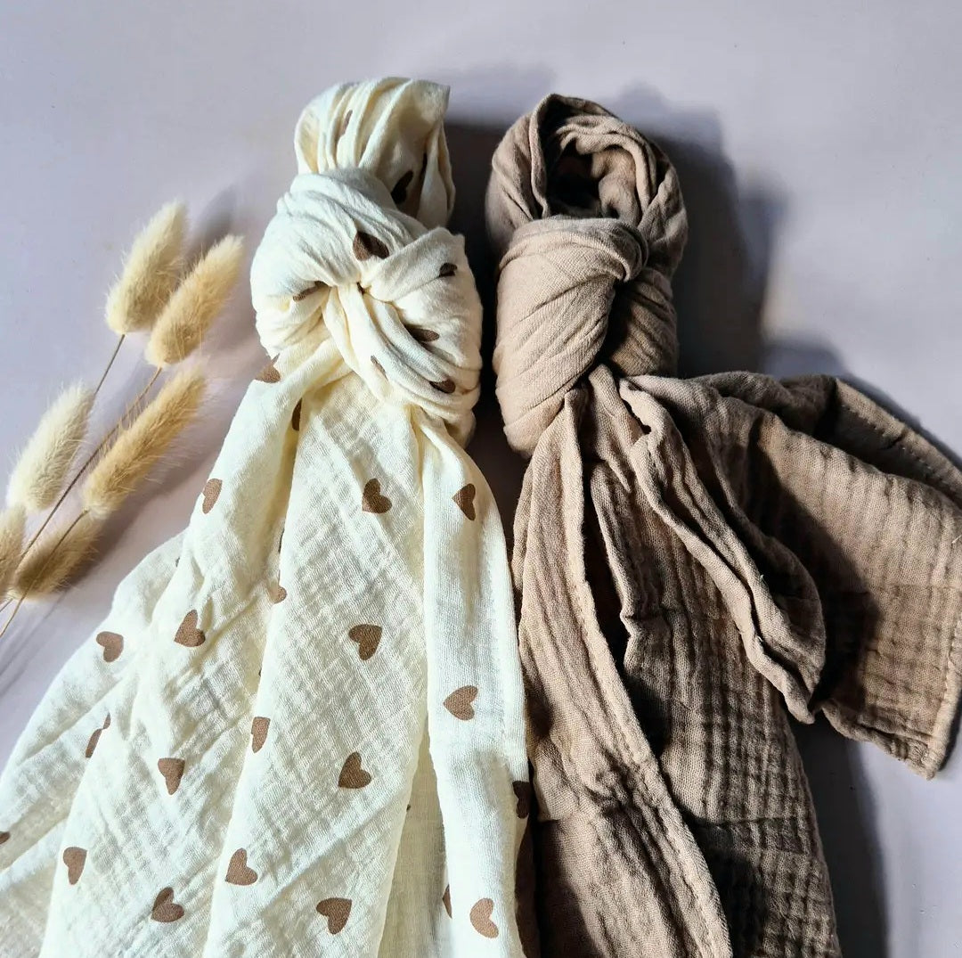 Musselintücher 2er-Set - Hearts