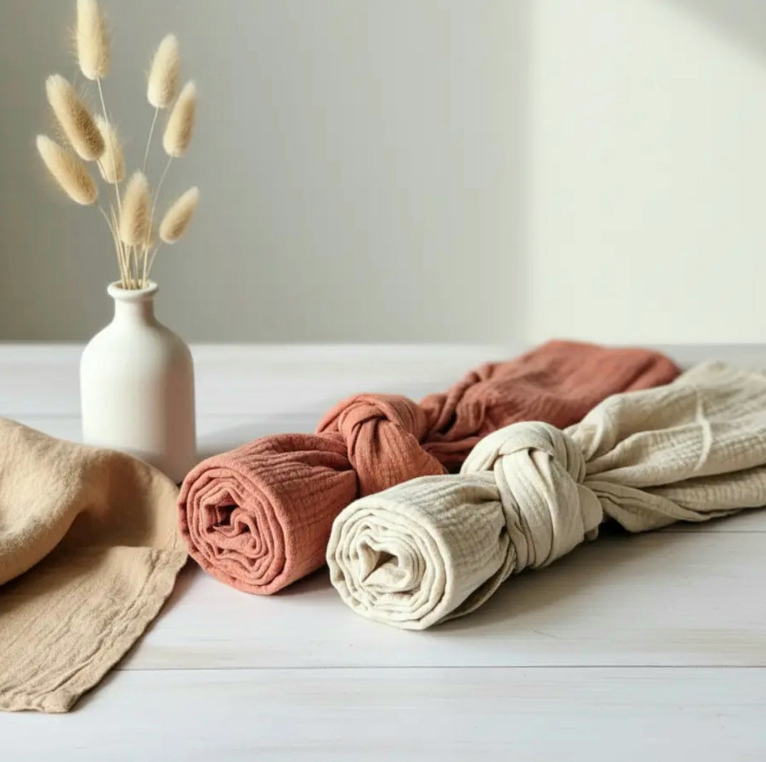 Musselintücher 2er-Set - Beige & Rust